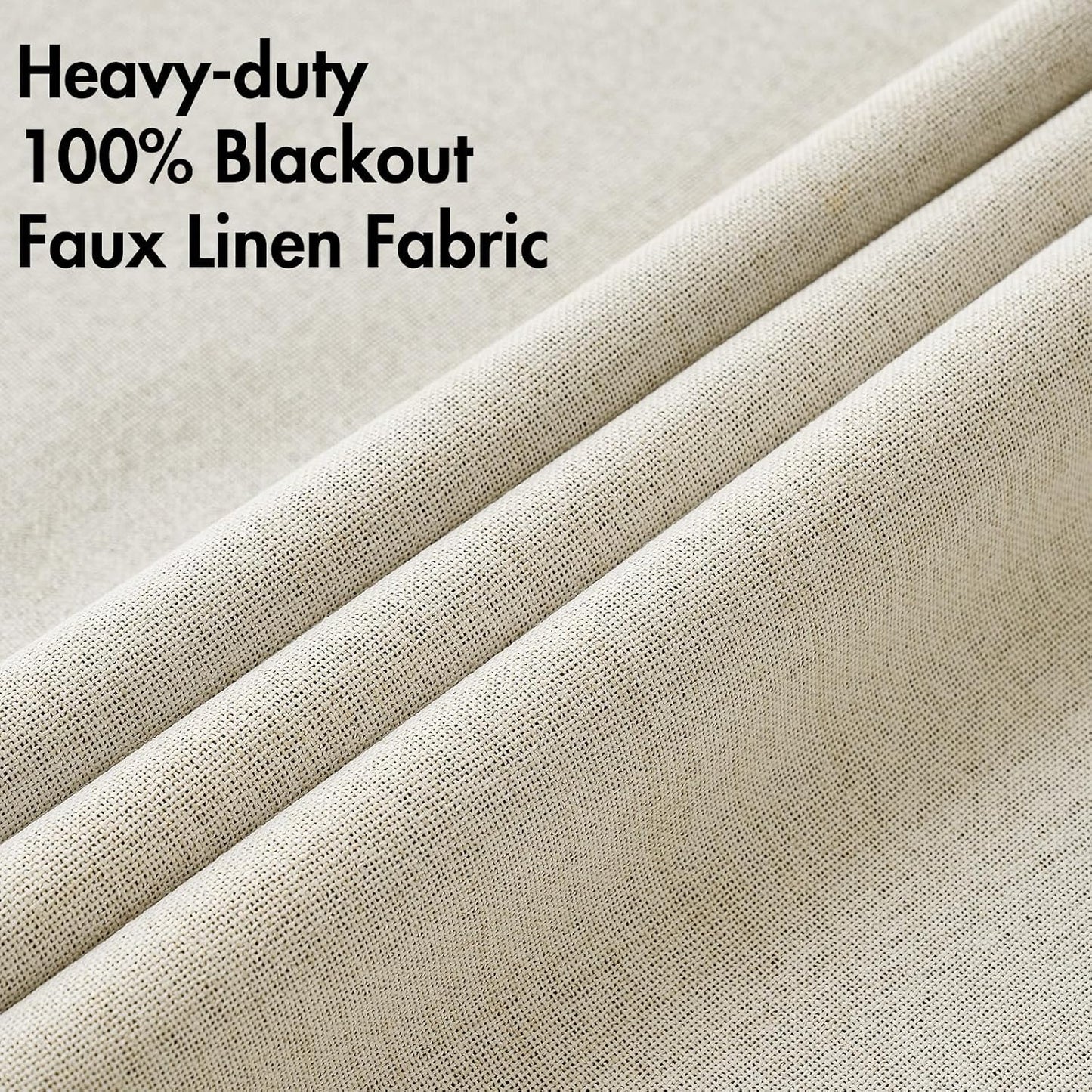 MIULEE 100% Blackout Polyester Textured Curtains for Bedroom Solid Thermal Insulated Cream Grommet Room Darkening Curtains & Drapes Luxury Decor for Living Room Nursery 52 x 90 Inch (2 Panels)