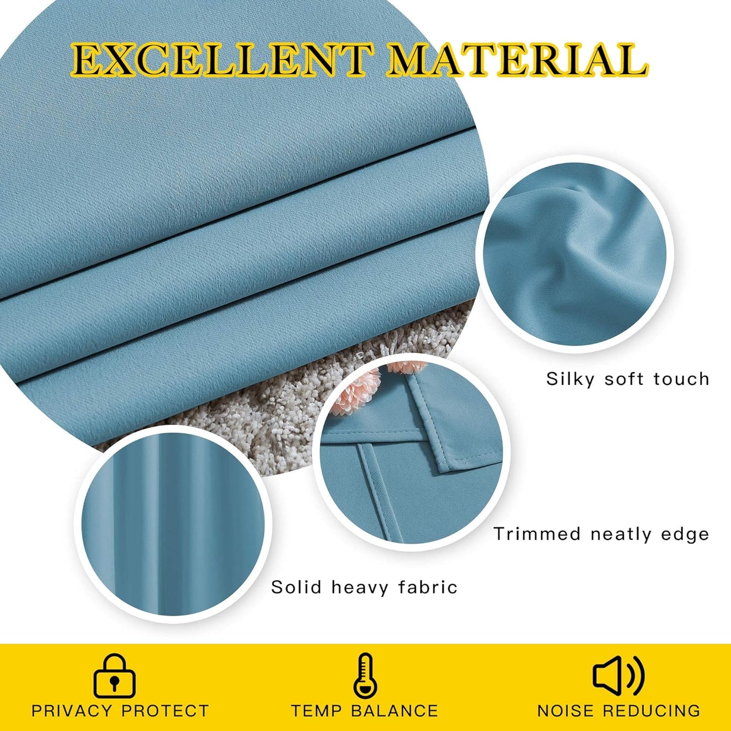 NICETOWN Room Darkening Curtains for Living Room - Easy Care Solid Thermal Insulated Grommet Room Darkening Curtains/Panels/Drapes for Bedroom (2 Panels, 66 by 66, Teal Blue)