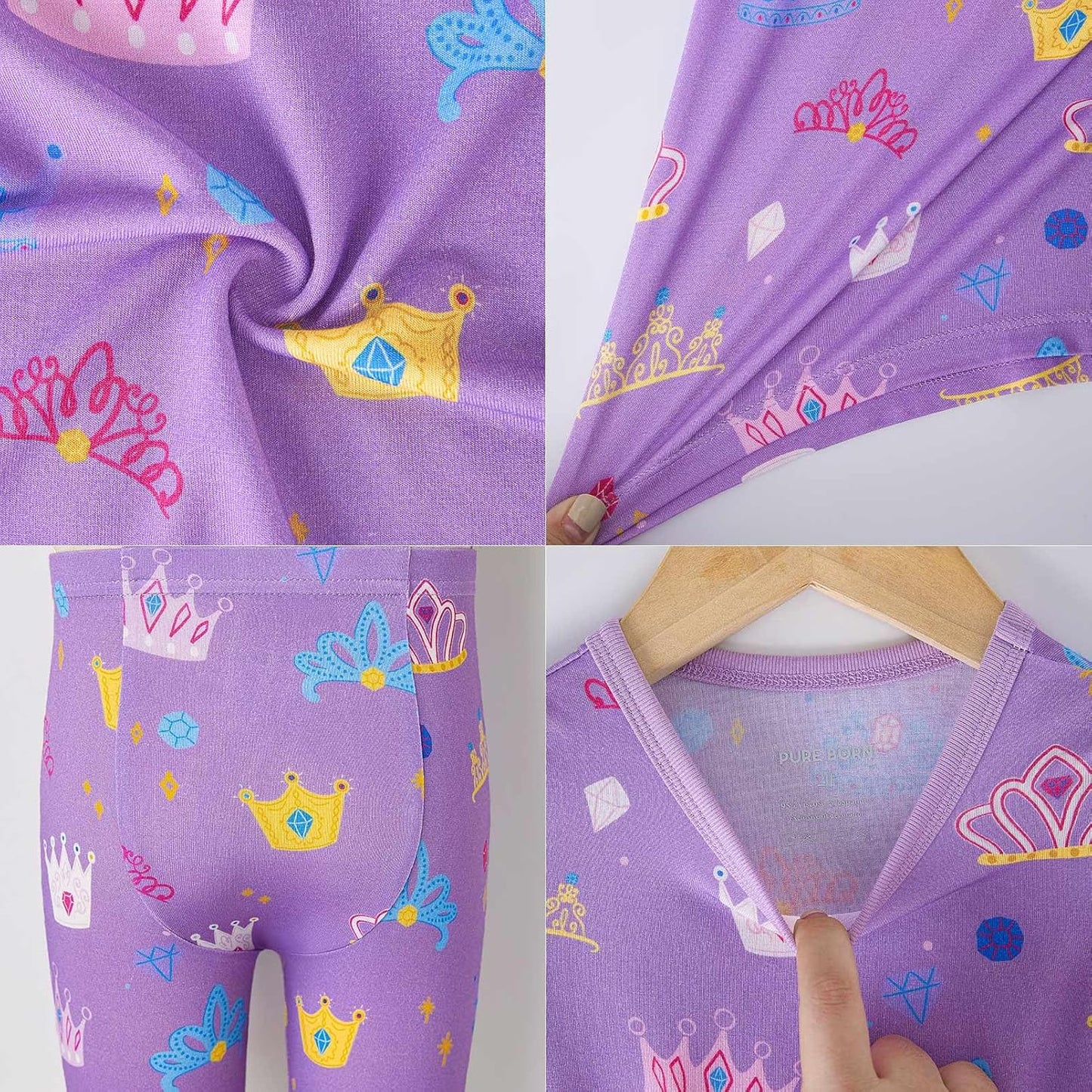 pureborn Baby Toddler Kids Viscose from Bamboo Pajamas Set Pjs 2pcs 18M-8Y