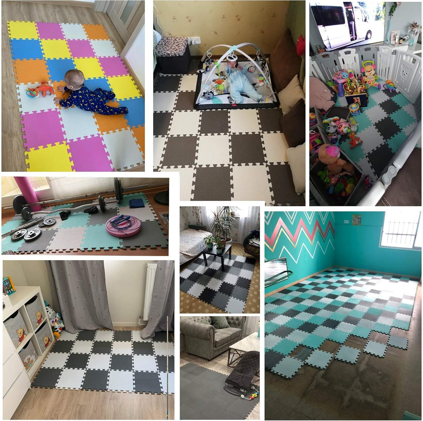YIMINYUER® 25 Tiles (30cm×30cm×1cm Each Tile) Baby Soft Puzzle Play Mats, Kids Thick EVA Foam Floor, Toddlers & Children's Soft Interlocking Mat R03R09G301025