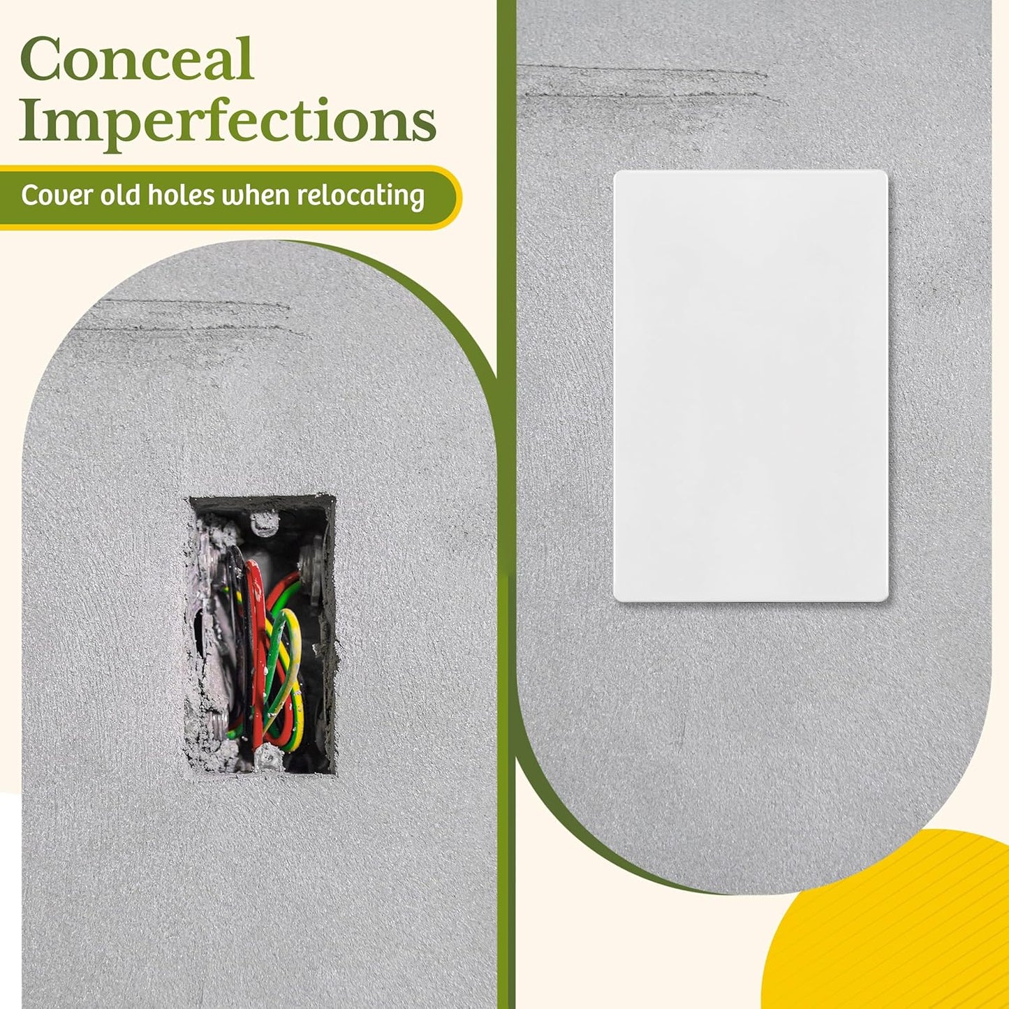 TG Mid-Size Screwless Blank Wall Plate, Child Safe Blank Device Outlet Cover, Medium Size 1-Gang 4.88" H x 3.11" L, Polycarbonate Thermoplastic, UL Listed, SP-MB1-W5P, White (5 Pack)