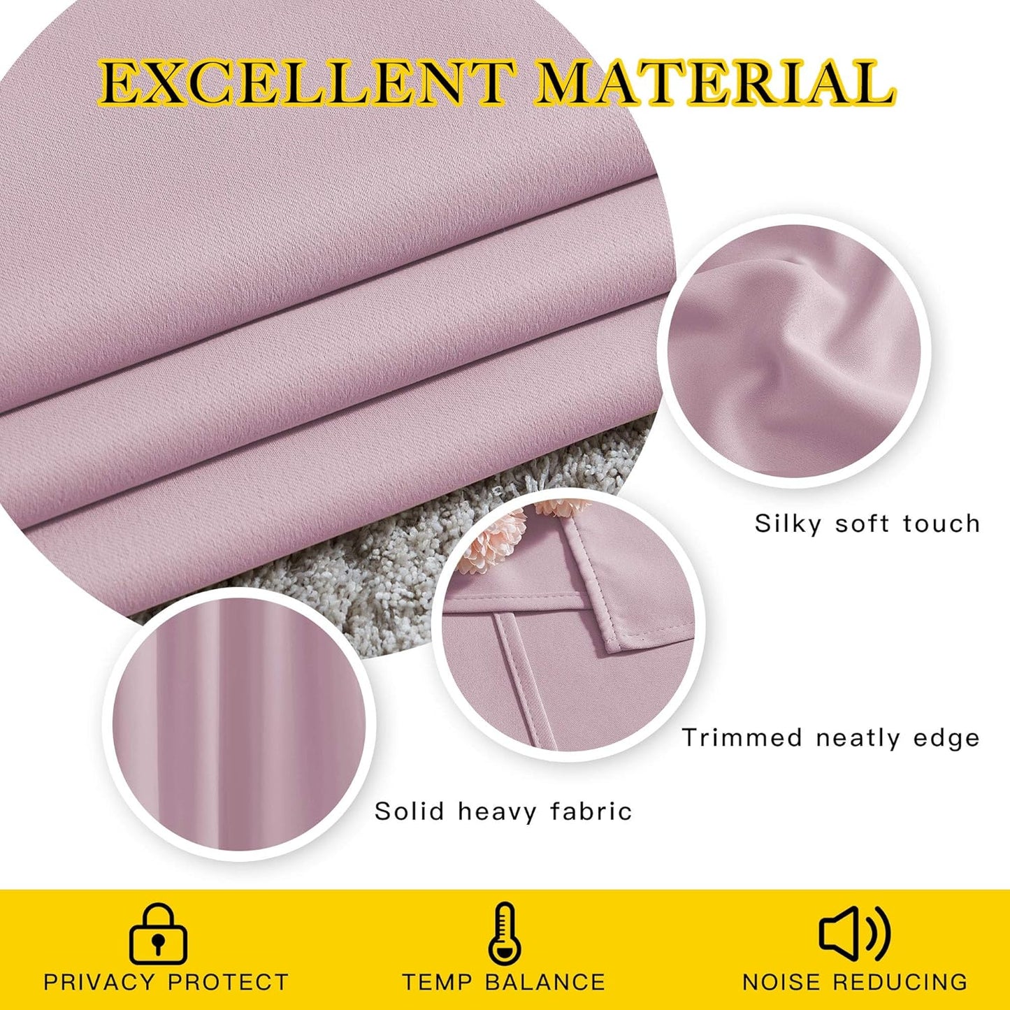 NICETOWN Baby Pink Room Darkening Curtains 102 inches Long, Grommet Thermal Insulated Solid Room Darkening Window Treatments Sound Reducing for Living Room, W46 x L102, Set of 2