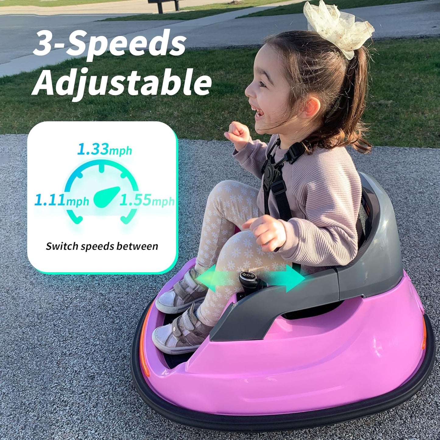 Baby Bumper Car, 6V Electric Kids Bumper Car for Toddlers with Remote Control, Bluetooth - Baby Pink