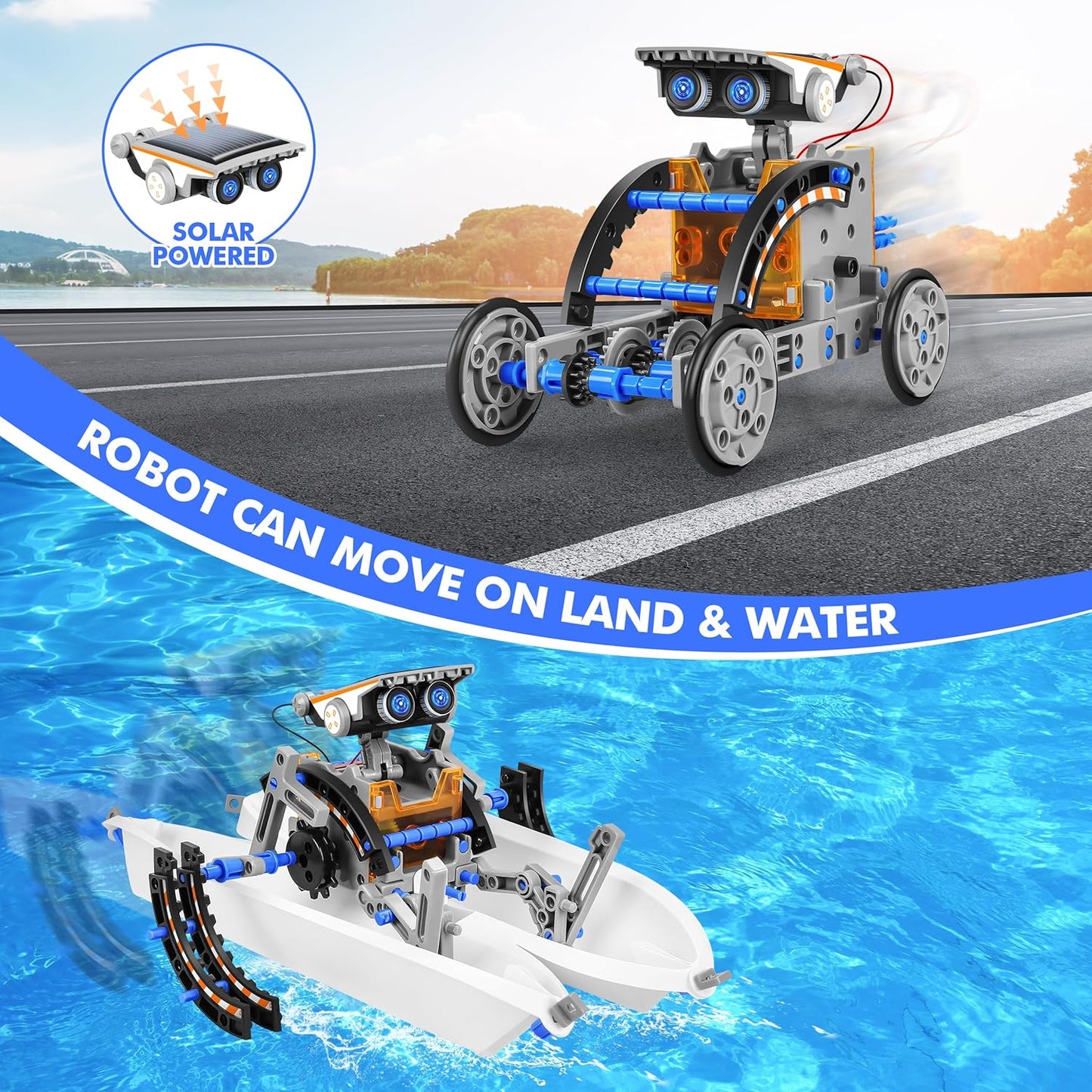 STEM 13-in-1 Education Solar Power Robots Toys for Boys Age 8-12, DIY Educational Toy Science Kits for Kids, Building Experiment Robotics Set Birthday Gifts for 8 9 10 11 12 Years Old Boys Girls Teens