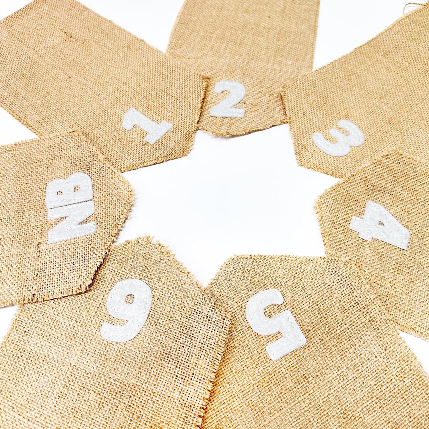 pinkblume 1st Birthday Burlap Photo Banner Garland Handmade Felt from Newborn to 12 Months with Gradient Brown Ribbon for Baby Boy Girl Monthly Milestones First Birthday Party Decoration Supplies