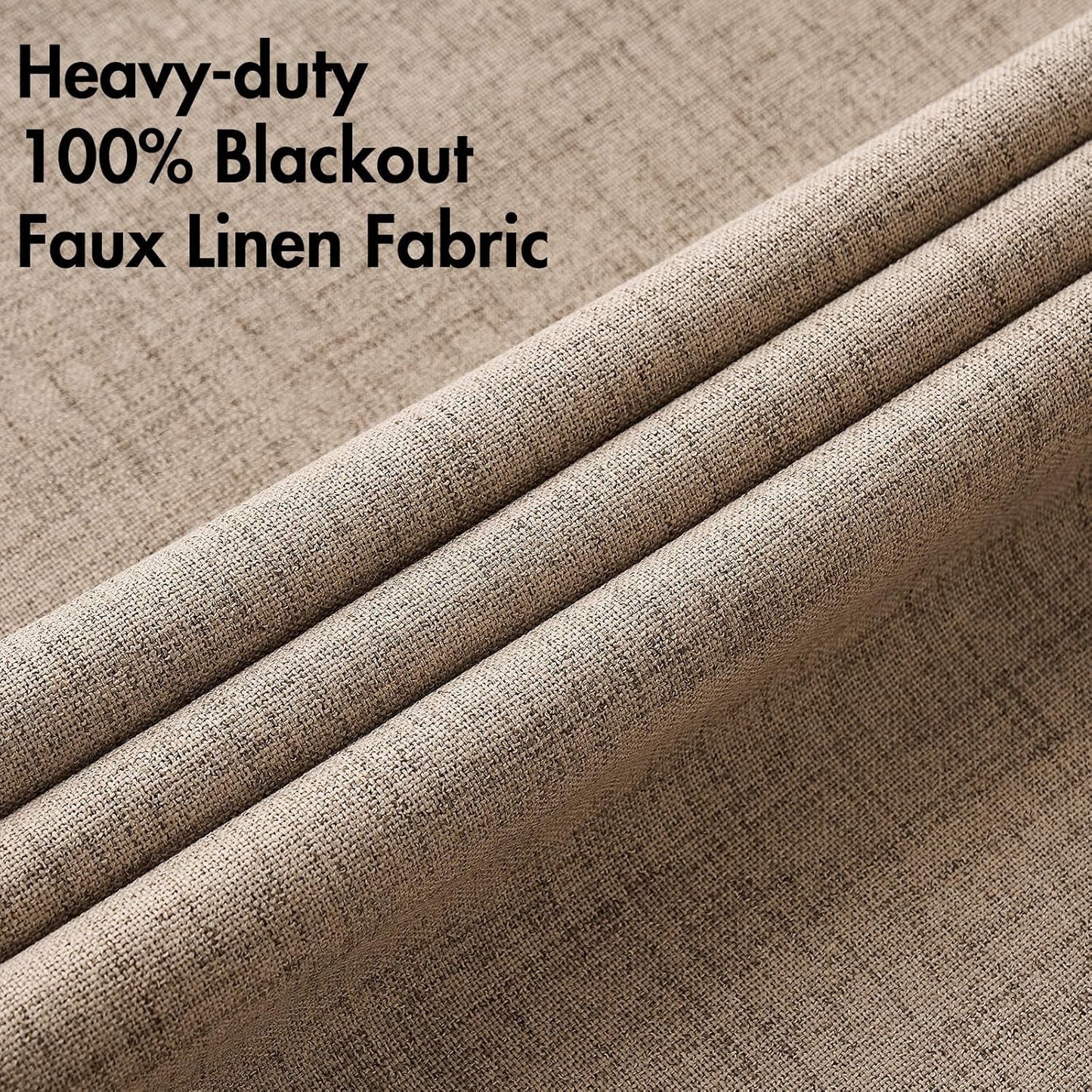 MIULEE 100% Blackout Linen Textured Curtains for Bedroom Solid Thermal Insulated Copper Brown Grommet Room Darkening Curtains & Drapes Luxury Decor for Living Room Nursery 52 x 54 Inch (2 Panels)