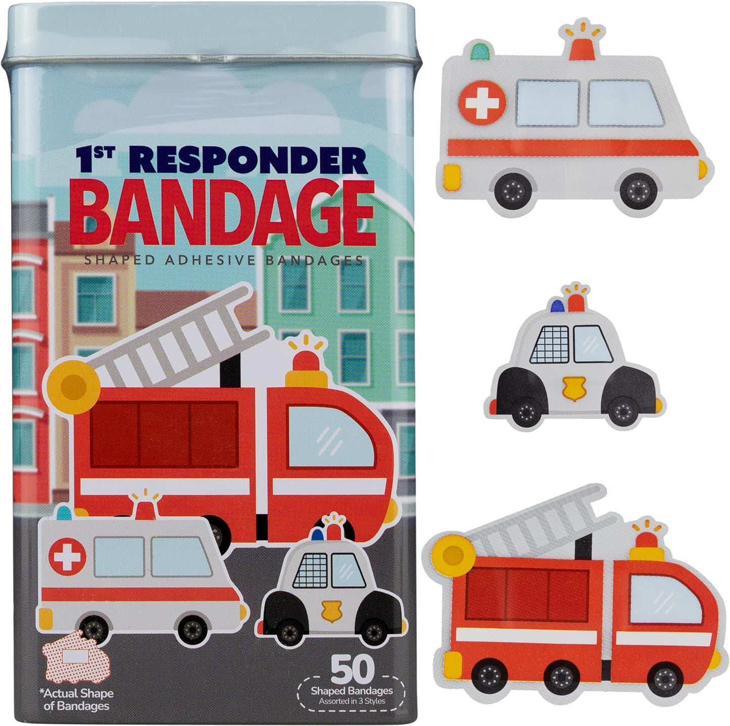 BioSwiss Bandages, First Responders Shaped Self Adhesive Bandage, Latex Free Sterile Wound Care, Fun First Aid Kit Supplies for Kids and Adults, 50 Count