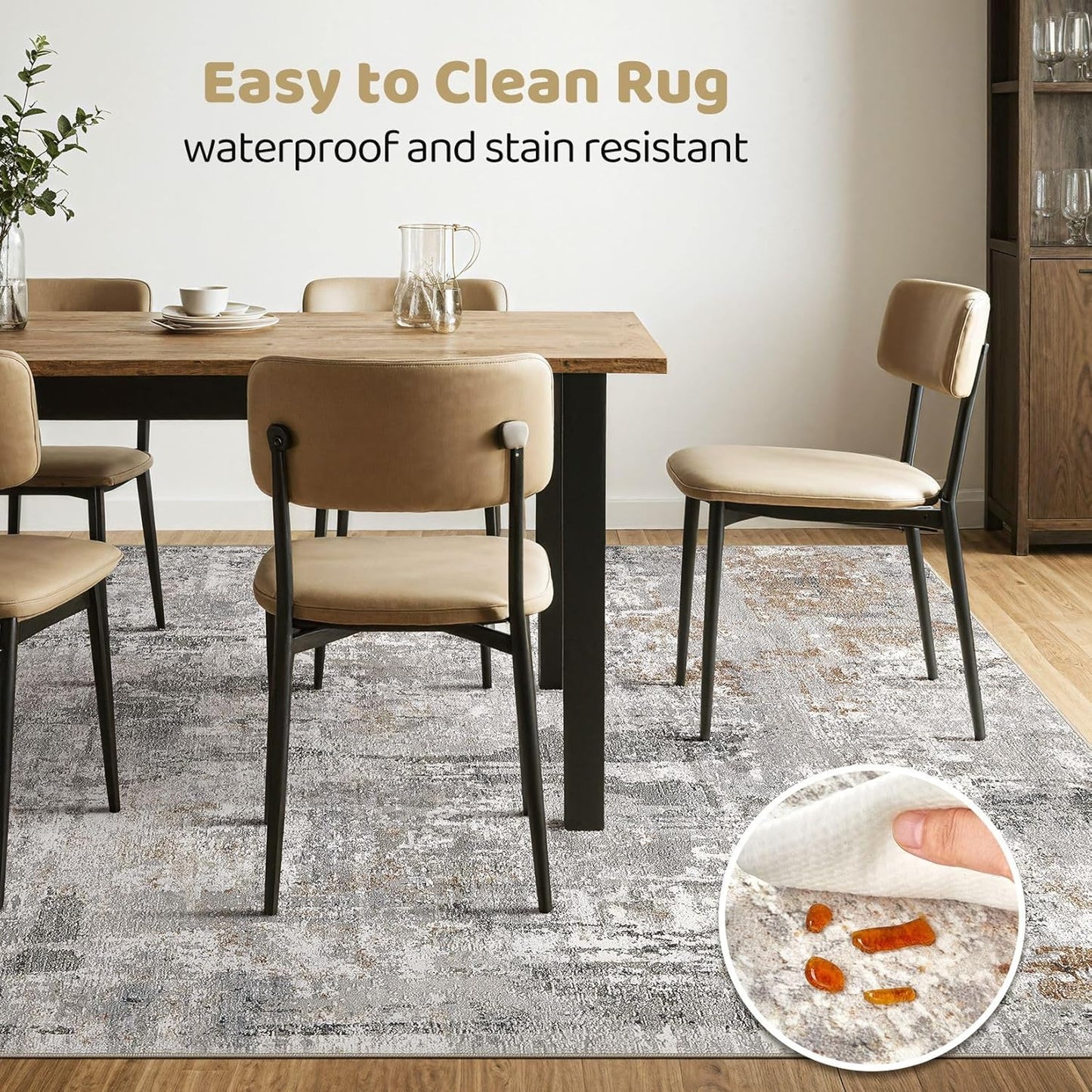 6x9 Area Rugs Washable Rug: Large Abstract Modern Soft Stain Resistant Indoor Floor Non Slip Accent Carpet for Living Room Bedroom Nursery Playroom Dining Room Office Dorm Home House- Gray Rust