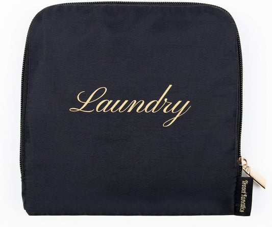 Travel Fanatics Black Travel Laundry Bag for Dirty Clothes - Compact, Durable & Spacious Travel Essential
