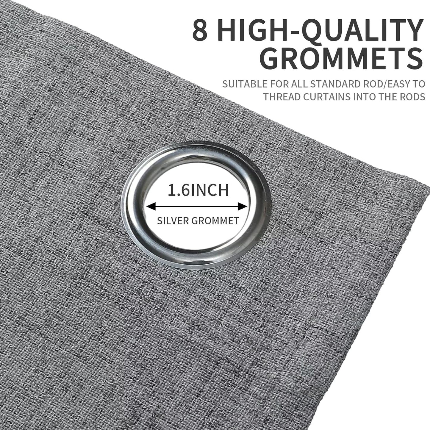 Joydeco Custom Light Grey Textured Total Blackout Curtain for Bedroom and Living Room. Grommet Textured Thermal Insulated Room Darkening Curtain 1 Panel (Custom Size and Color)