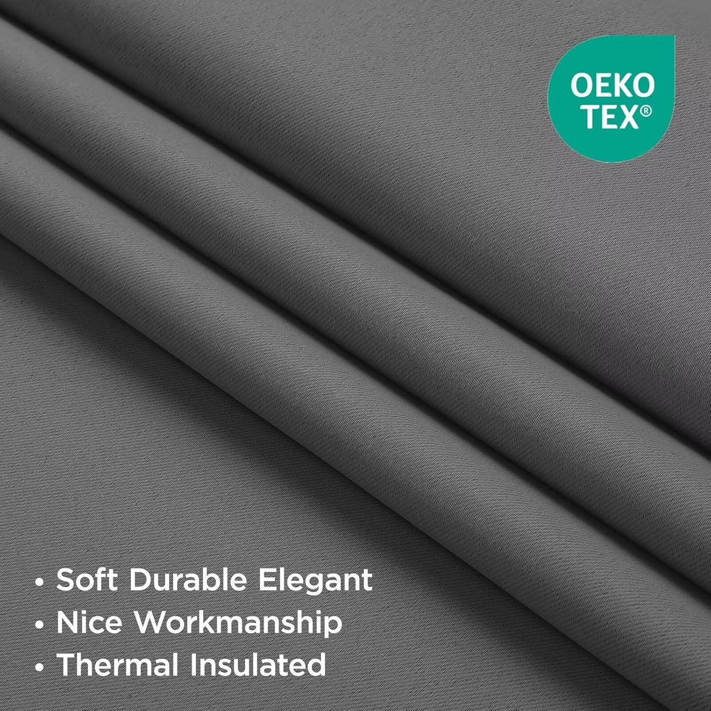 Joydeco Blackout Curtains 108 Inches Long, Thermal Insulated Black Out Curtains 2 Panels Set, Room Darkening Drapes for Living Room Window Rod Pocket Back Tab (W37 x L108 Inch, Light Grey)