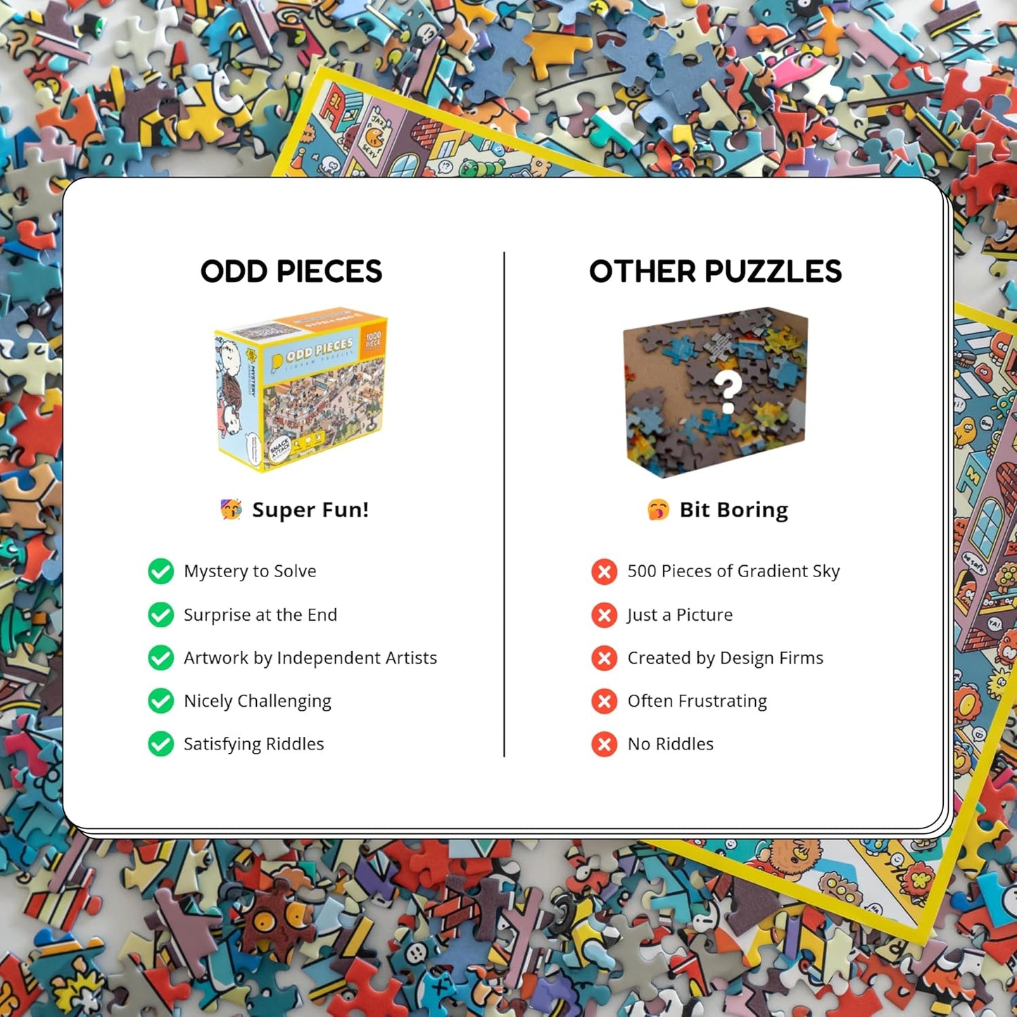 Jigsaw Puzzles 1000 Pieces - Magic Mystery Story Secret Ending Puzzle - Perfect Game Night for Adults & Kids - Cat Dog Cartoon Theme (Snack Attack)