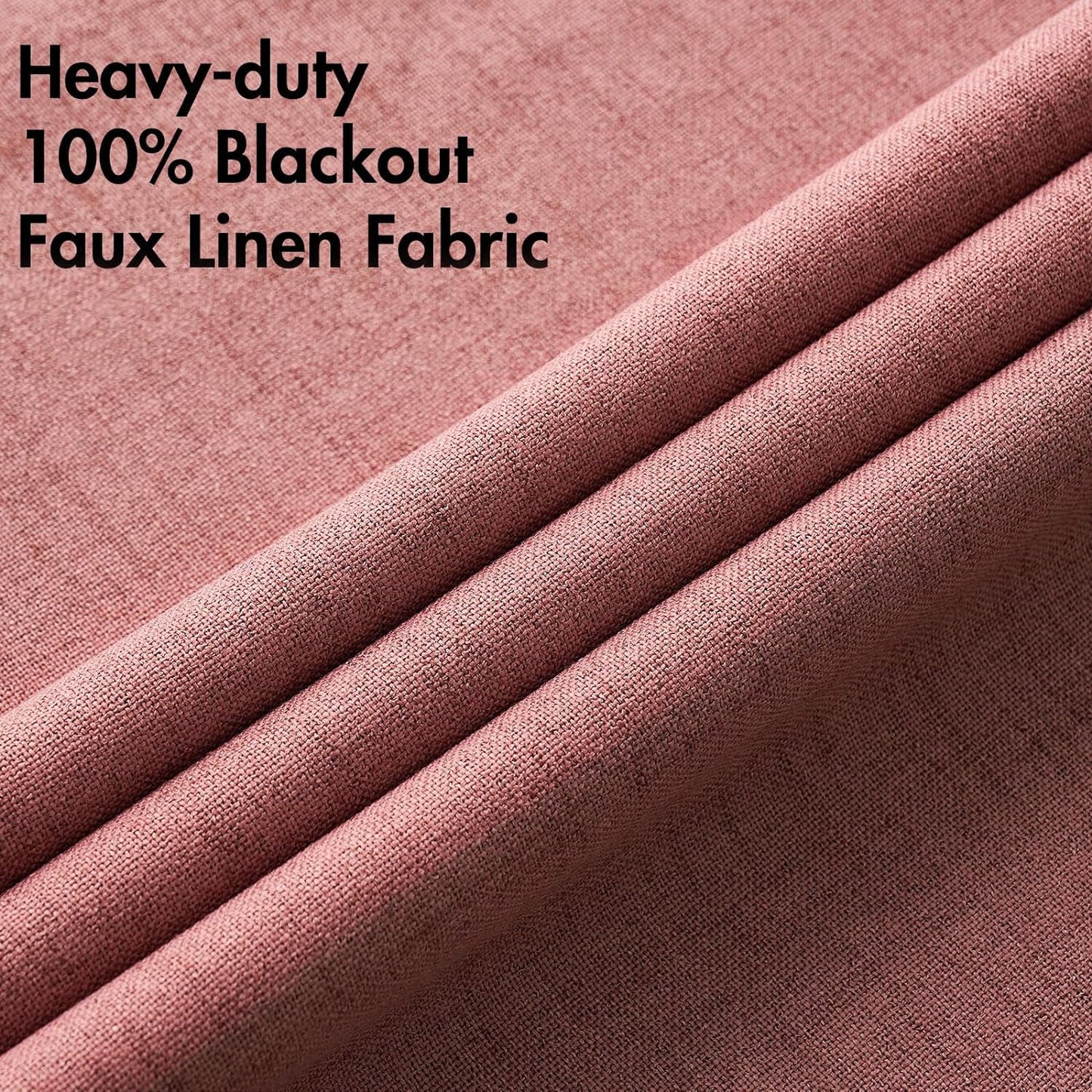 MIULEE 100% Blackout Linen Textured Curtains for Bedroom Solid Thermal Insulated Dusty Rose Grommet Room Darkening Curtains & Drapes Luxury Decor for Living Room Nursery 52 x 120 Inch (2 Panels)