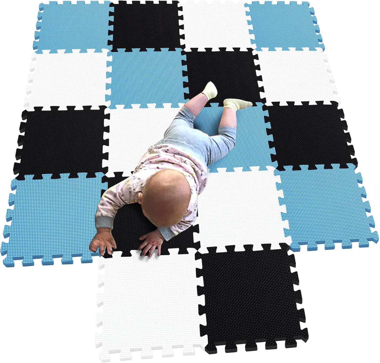 MQIAOHAM® 18 Pieces Puzzle Play Mats, Soft Baby Play Mat, Kids Interlocking Foam Floor Tiles, Toddlers Carpet Playmats G301018-101104107