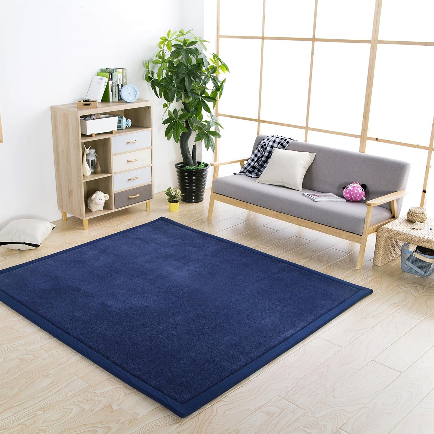 Baby Play Mat, V-mix Handmade Weaving Plush Foam Play Crawling Rugs for Baby, Toddler, Children, Yoga Mat, Exercise Mat Cushy-Soft & Thick Hypoallergenic, Non-Toxic, Reversible