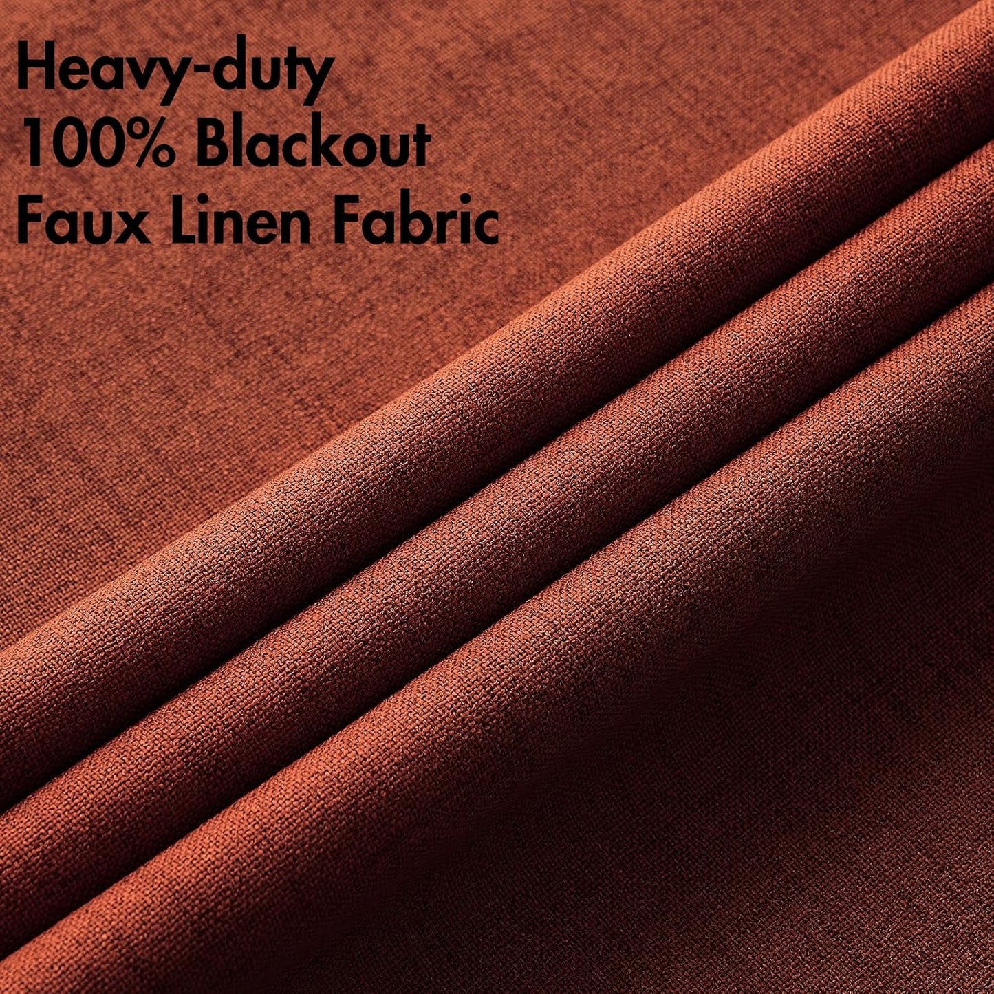 MIULEE Linen Curtains for Bedroom 100% Blackout Thermal Insulated Burnt Orange Grommet Room Darkening Curtains & Drapes Rust Terracotta Fall Decor for Living Room Nursery 52 x 90 Inch (2 Panels)