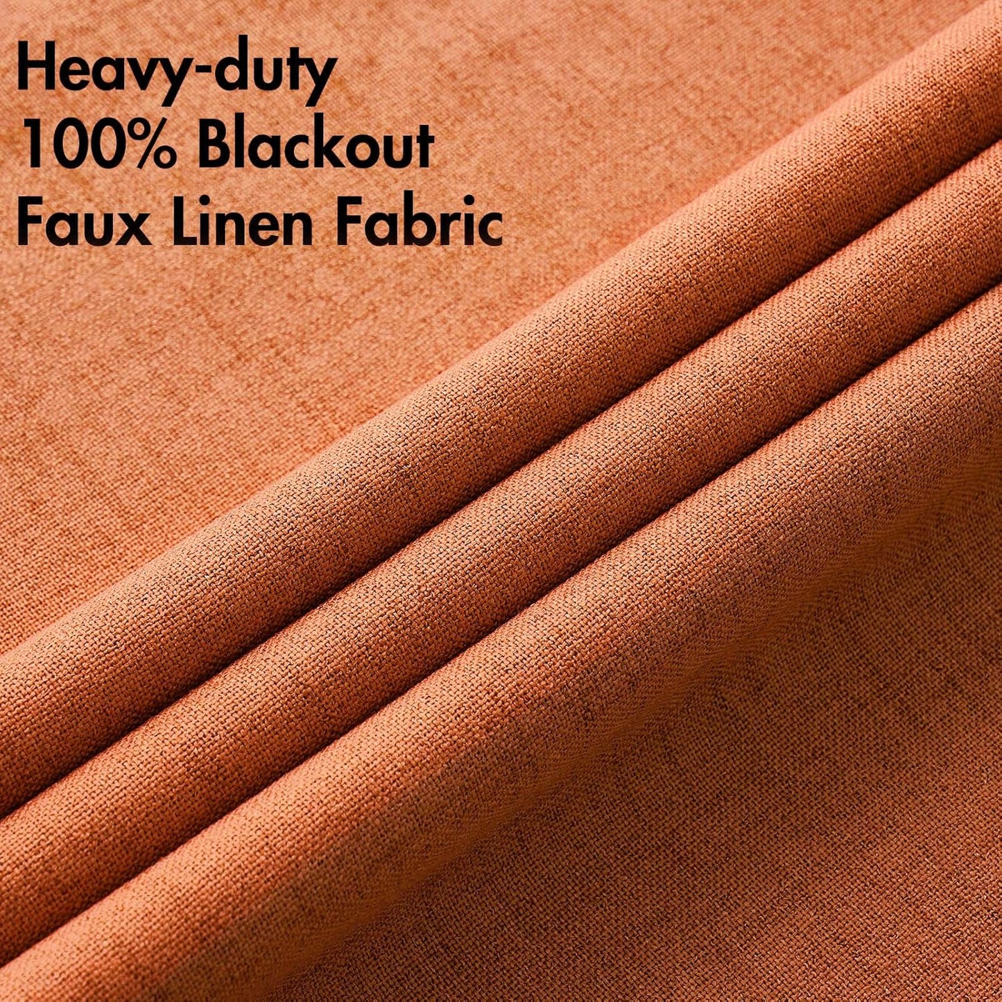 MIULEE Linen Curtains for Bedroom 100% Blackout Thermal Insulated Orange Grommet Room Darkening Curtains & Drapes Fall Decor for Living Room Nursery 52 x 90 Inch (2 Panels)