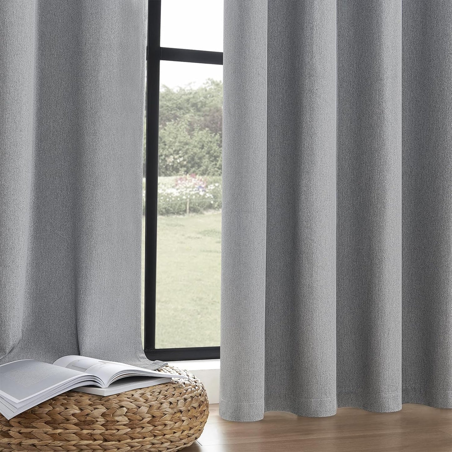 Joydeco Custom 100% Blackout Curtains 1 Panel, Grommet Thermal Insulated Curtains& Drapes, Room Darkening Drapes for Bedroom Living Room Window (Custom Size, Light Grey)