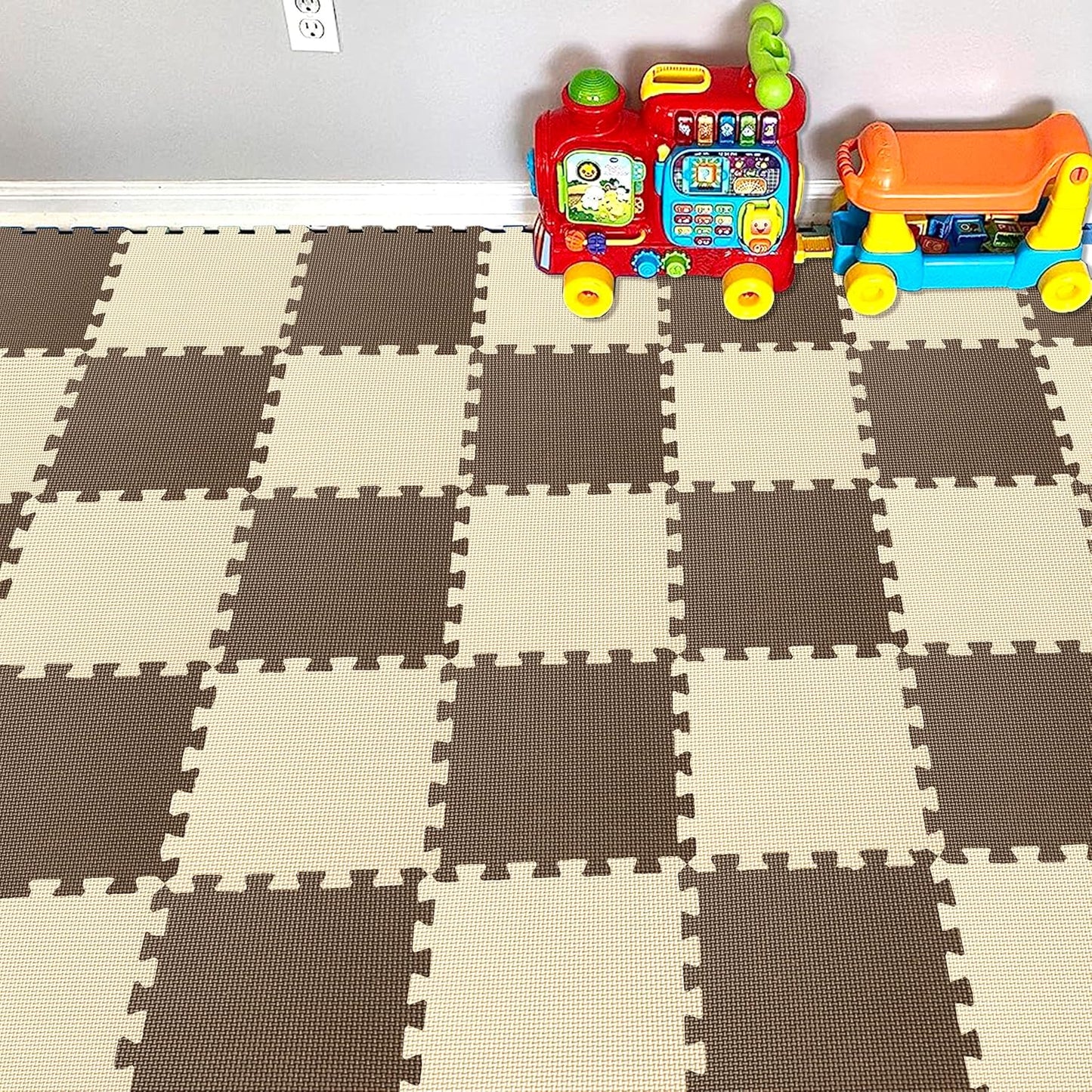YIMINYUER® 25 Tiles (30cm×30cm×1cm Each Tile) Baby Soft Puzzle Play Mats, Kids Thick EVA Foam Floor, Toddlers & Children's Soft Interlocking Mat R06R10G301025
