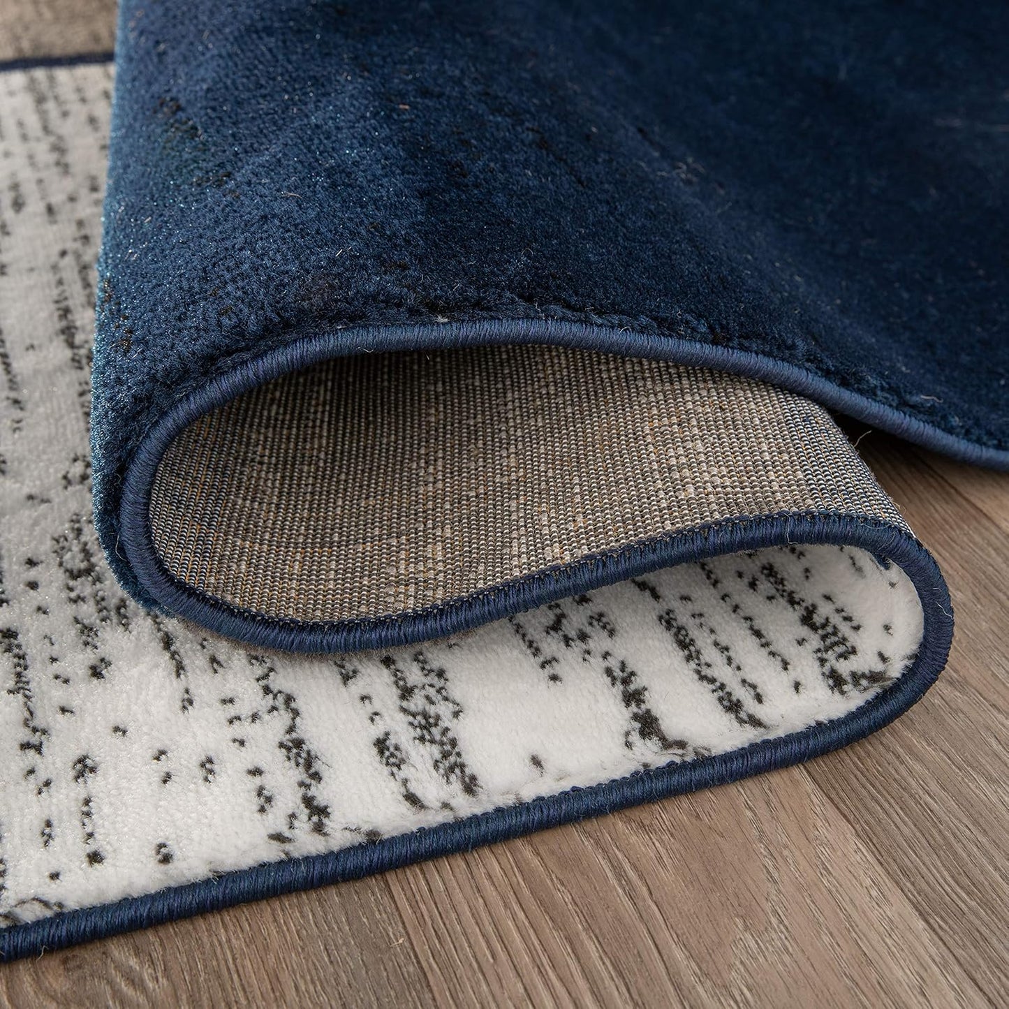 Rugshop Contemporary Modern Boxes Area Rug 6' 6" x 9' Navy