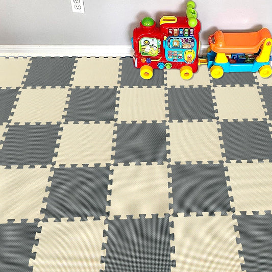YIMINYUER® 25 Tiles (30cm×30cm×1cm Each Tile) Baby Soft Puzzle Play Mats, Kids Thick EVA Foam Floor, Toddlers & Children's Soft Interlocking Mat R10R12G301025
